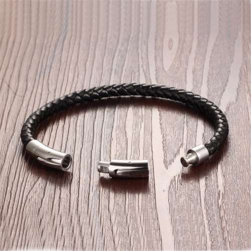 Men's Cool Braided Genuine Leather Stainless Steel Bracelet Bangle Extend Clasp Best Deals & Coupons in America